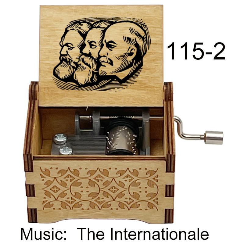 Custom Print the Internationale Music Box Wooden Hand Crank Musical Gift for Senior Grandparent Commemorative Souvenir (Army Green,Small) армия зеленый