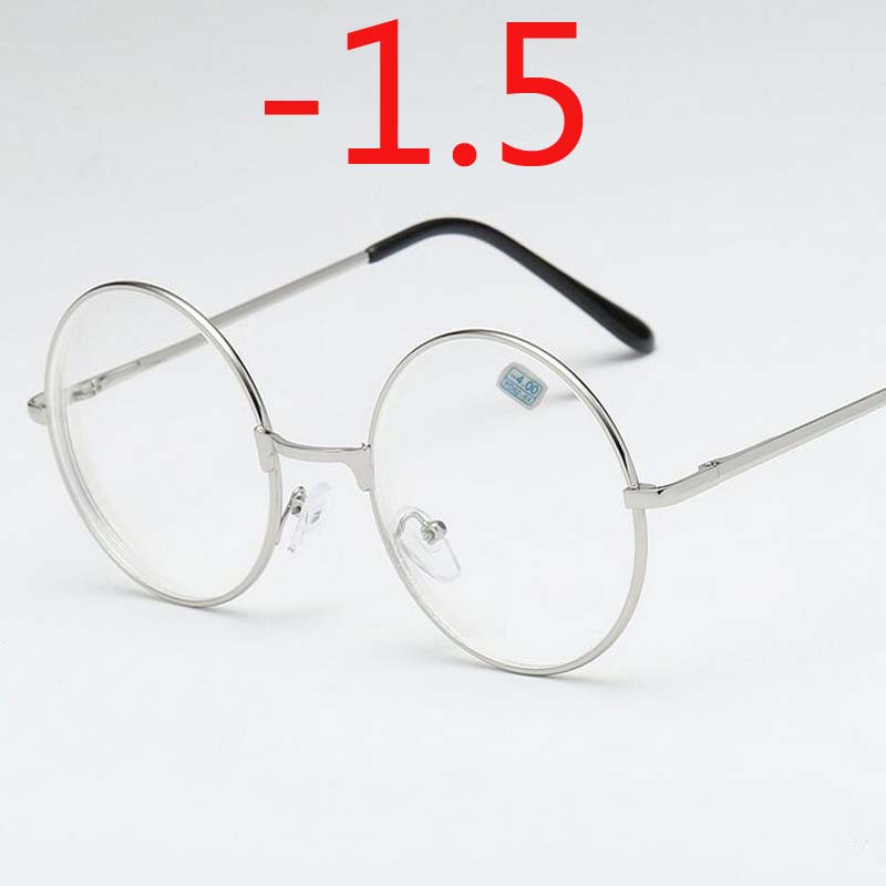 Round Glasses Woman Men Glasses Retro Myopia Optical Metal Frames Clear Lens Black Silver Gold Eyeglasses -1.0 -1.5 -2.0 To -4.0