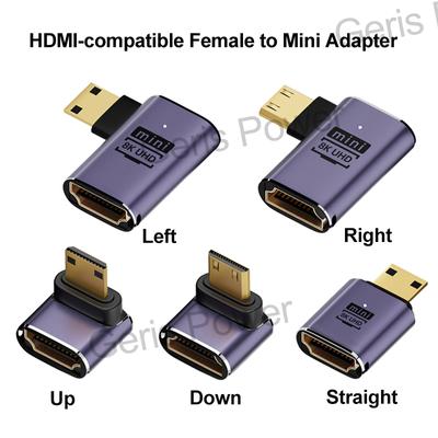 Adapter Kompatybilny z HDMI Kątowy 90 270 Stopni Męski na Żeński Konwerter Złącze 8K HD Przedłużacz Mini / Micro Kompatybilny z HDMI