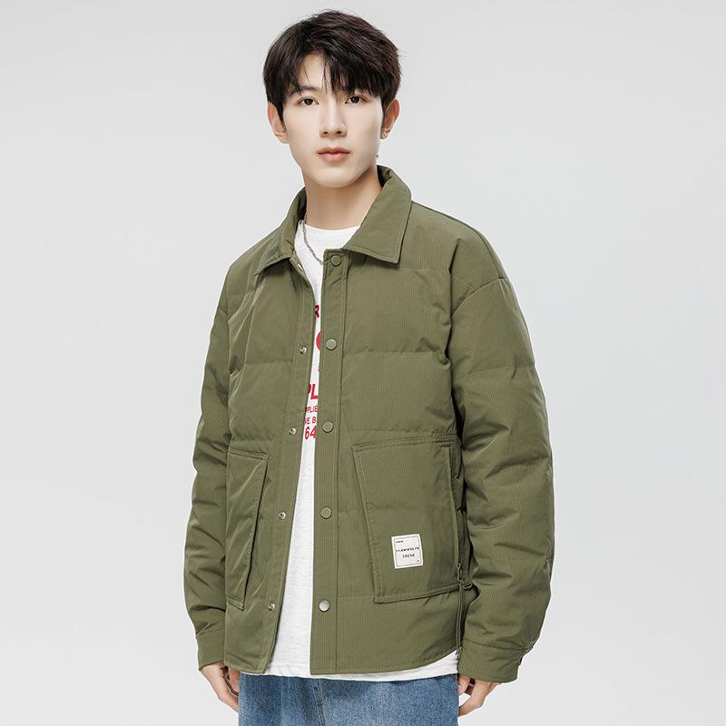 Men's Short Autumn and Winter Lapel Casual Thickened Warm Light Tooling Jacket Men's Clothing
