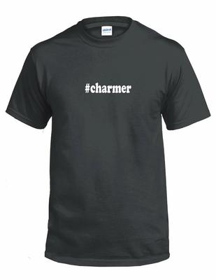 #charmer Hashtag #charmer Lustiges Geschenk Weiß Schwarz Baumwolle T-Shirt