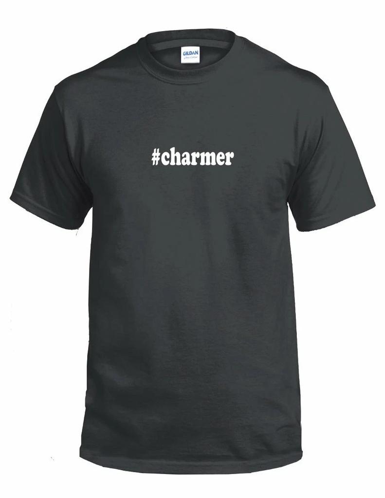 #charmer Hashtag #charmer Funny Gift White Black Cotton Tee Shirt