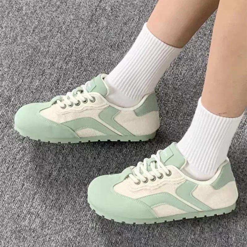 Fashion Women's Shoes 2024 Fashion Front Lace-up Women's Vulcanize Shoes Hot Sale Color Matching New Round Head Comfortable Casual Shoes