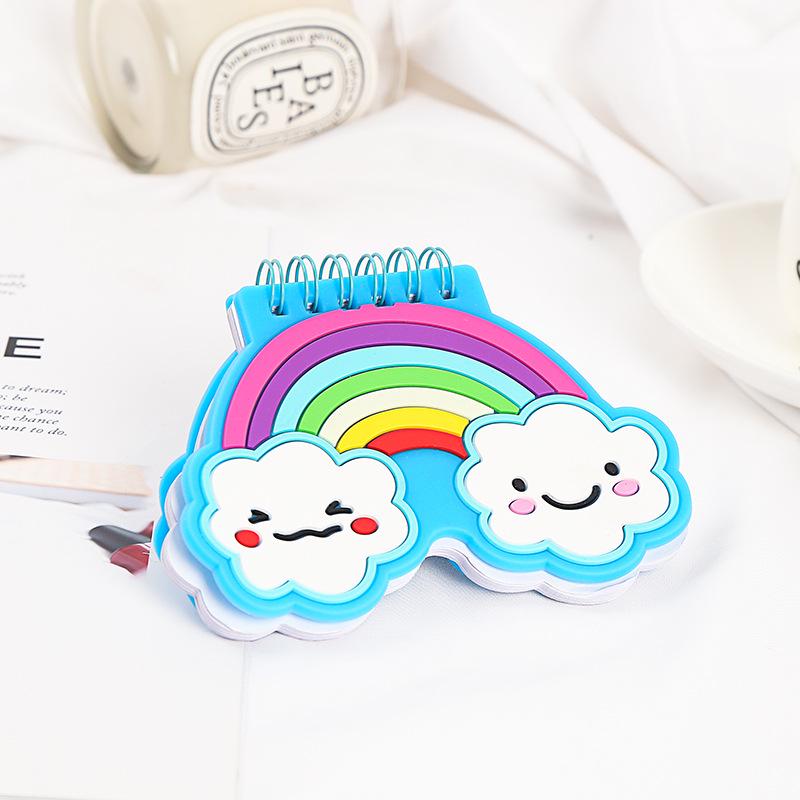 Creative Cartoon Spiral Notebook with PVC Cover & Loose-Leaf Sticky Notes