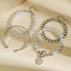 European and American hand jewelry sweet and cool multi-portrait imitation pearl bracelet set personalized NK Cuban chain jewelry women