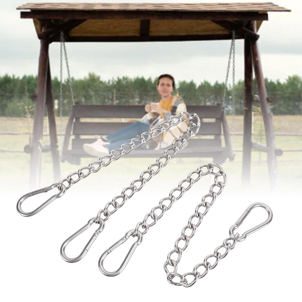 2 Pcs Hanging Chair Chain 660lbs Load Capacity Stainless Steel Hammock Chain with 4 Spring Snap Hook for Swing Punching Bag