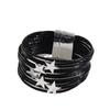 Multilayer Leather Bracelet with Star Charm and Magnetic Closure for Women