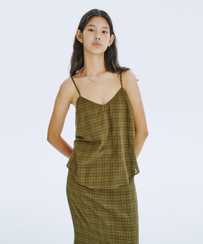 WNDERKAMMER Check Sleeveless Top_Khaki