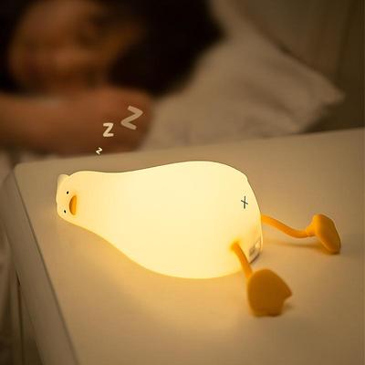 Duck Led Night Light Cartoon Silicone Rechargeable Lamp Patting Switch Children Nightlight Kid Bedroom Decoration Birthday Gift