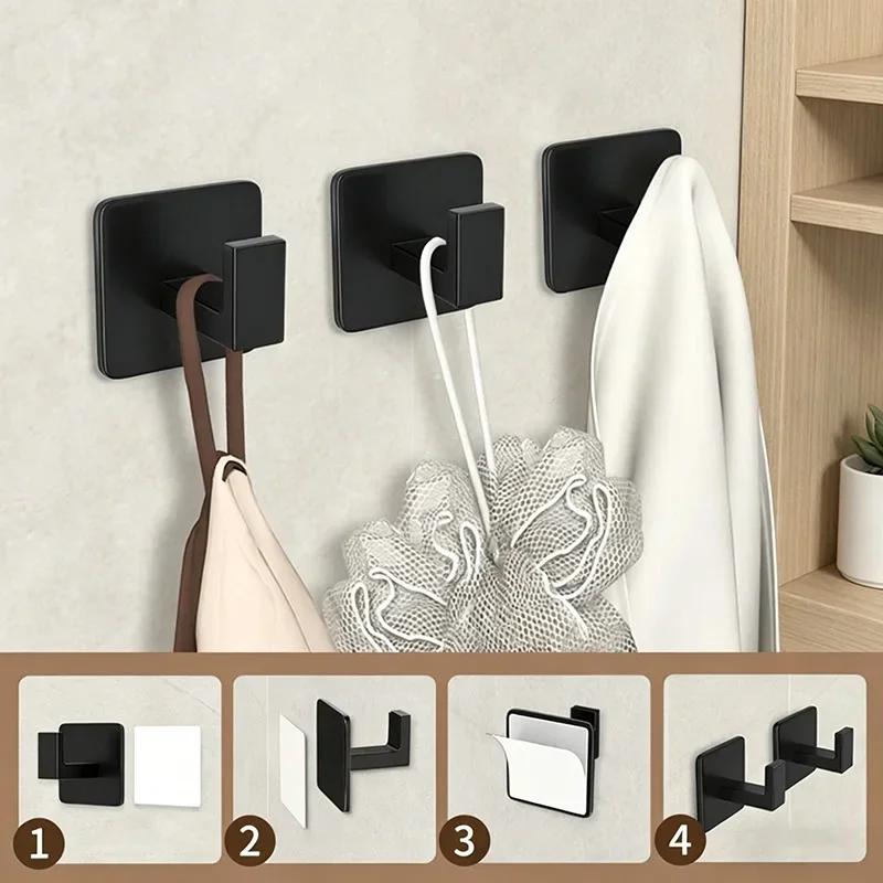 1-4pcs Strong Adhesive Wall Hook Hanging Coat Rack Clothes Hanger Bathroom Towel Holder Kitchen Shower Robe Holder SNJ010