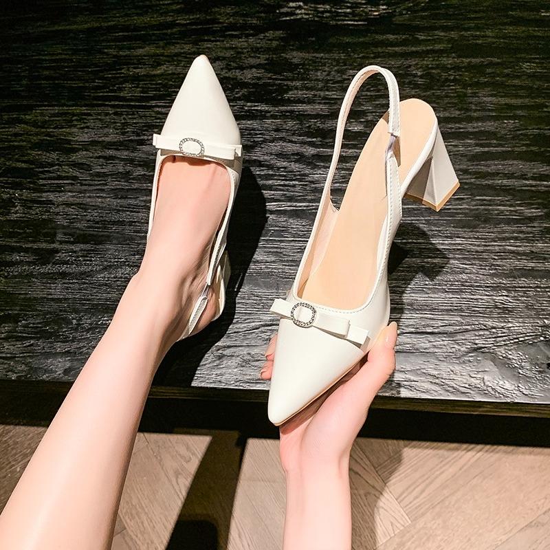 Fashion Elegant Women's High-Heeled Sandals 2025 Style Fine Arch Bow-Tip Design Lightweight  Strap High-End Comfort