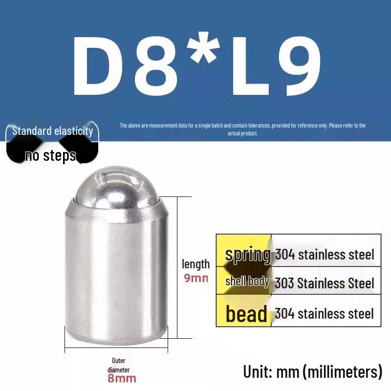 304 Stainless Steel Spring-Loaded Ball Plunger with Limit Screw