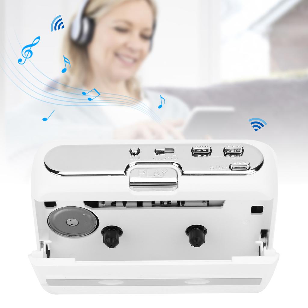 Portable Tape Player   Cassette Player FM Radio with AutoReverse Function(White )