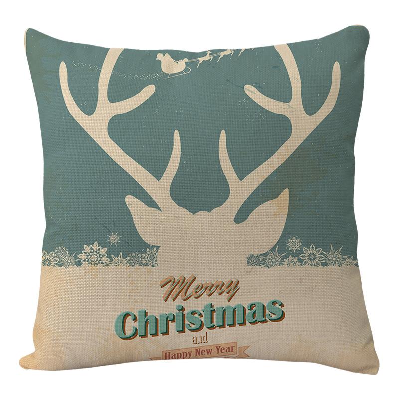 45CM Christmas Cushion Cover Santa Claus Elk Printed Sofa Pillow Case Merry Christmas Ornaments Xmas New Year Home Decoration