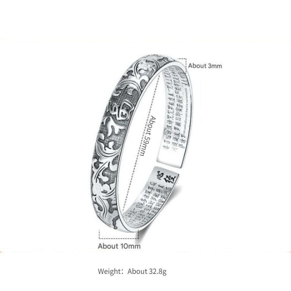 925 Silver Fashion Creative Blessing Embossed Bracelet Birthday Party Anniversary Gift