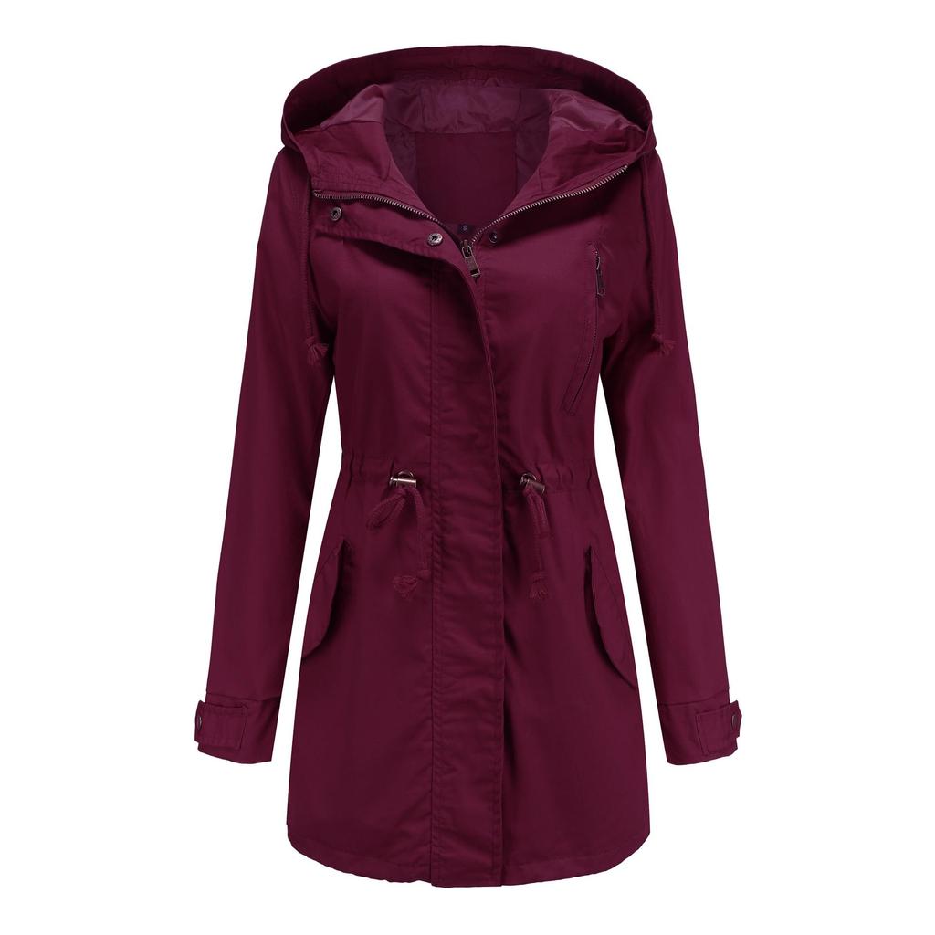 Baumwolle Mit Kapuze Windjacke frauen Frühling Herbst Lose Einfarbig Langarm Kordelzug Chic Jacke S-3XL