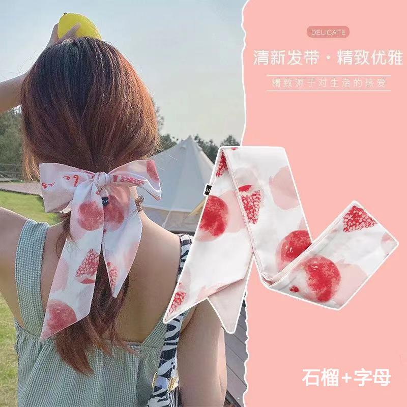 Qiandongge Seidenschal Stirnband Retro Weiblichkeit Gebundener Pferdeschwanz Schleife Band Stirnband Streamer Stirnband Mori Serie