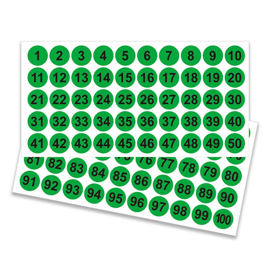 50 Sheets Number Stickers Round 1-100 25mm Consecutive Numbers Self-Adhesive Numbers Stickers for School Office Locker