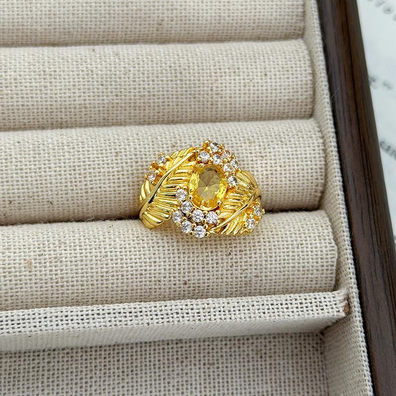 Double Diamond Open Ring Light Luxury Niche Premium Feather Butterfly Flower Beads Stacked Wearing Ring