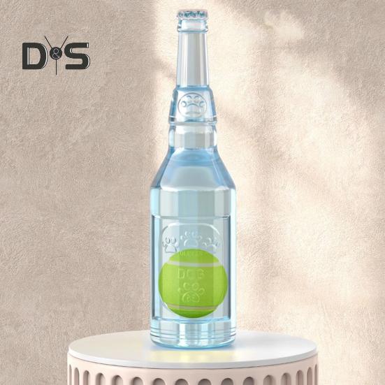 Water Bottle Dog Toy Squeaky Dog Chew Toys for Aggressive Chewers Interactive Plastic Water Bottle with Tennis Ball for Dogs