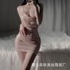 Sex Underwear Women's New Internet Celebrity Split Suspender Skirt Bright Diamond Neck Nightdress Sexy Low Cut Sequins Nightclub Suit