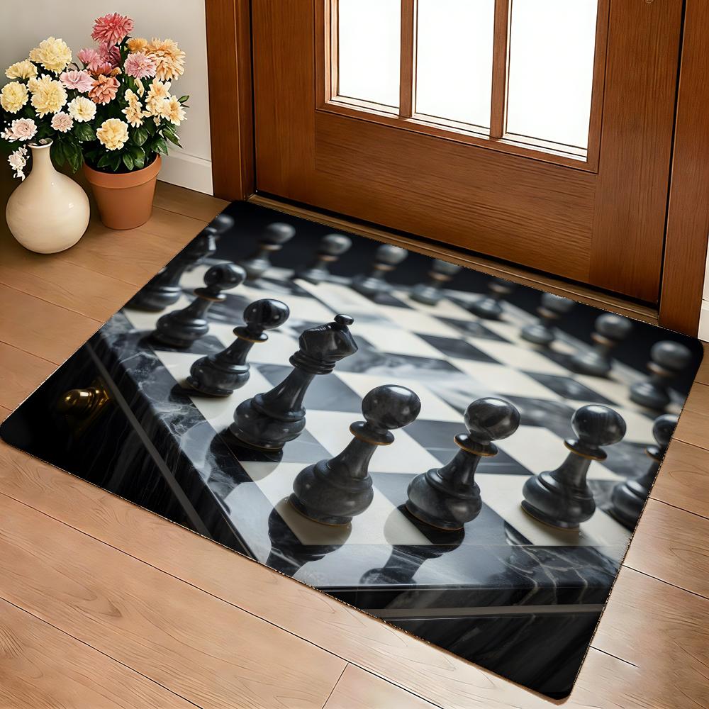 Chess Lovers Motivational Art Floor Mat Cozy Flannel Soft Thick Non-Slip Mat For Living Room Bedroom Kitchen Decor Rugs