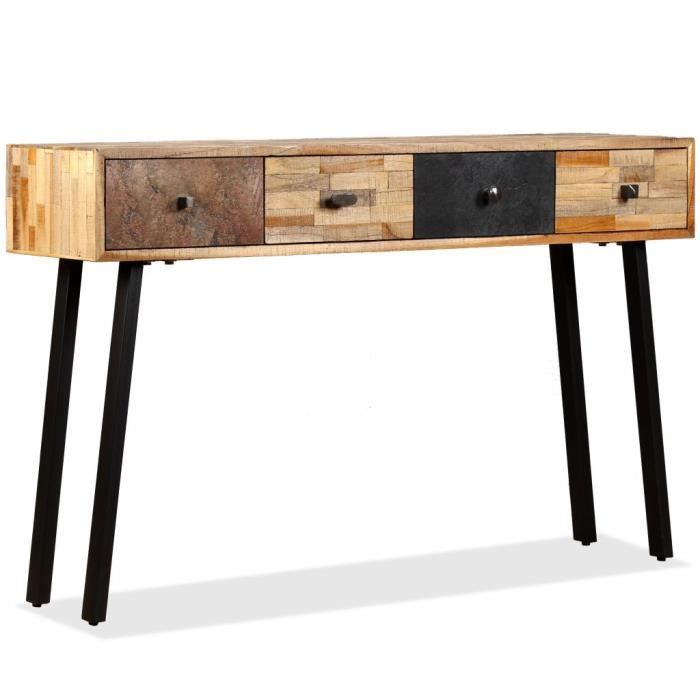 VidaXL Table console Teck massif de récupération 120 x 30 x 76 cm