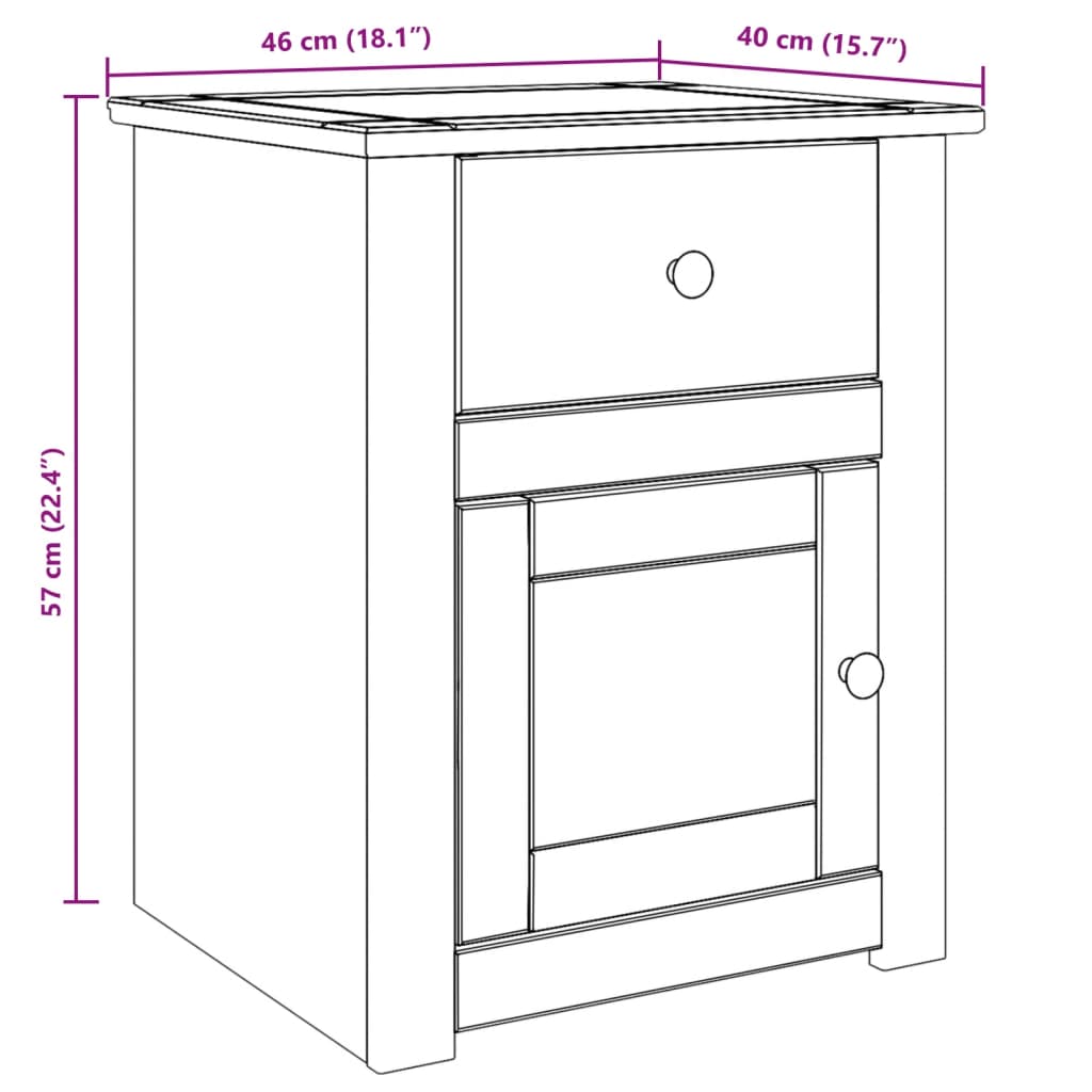 Nightstand PANAMA 46 x 40 x 57 cm Solid Pine Wood