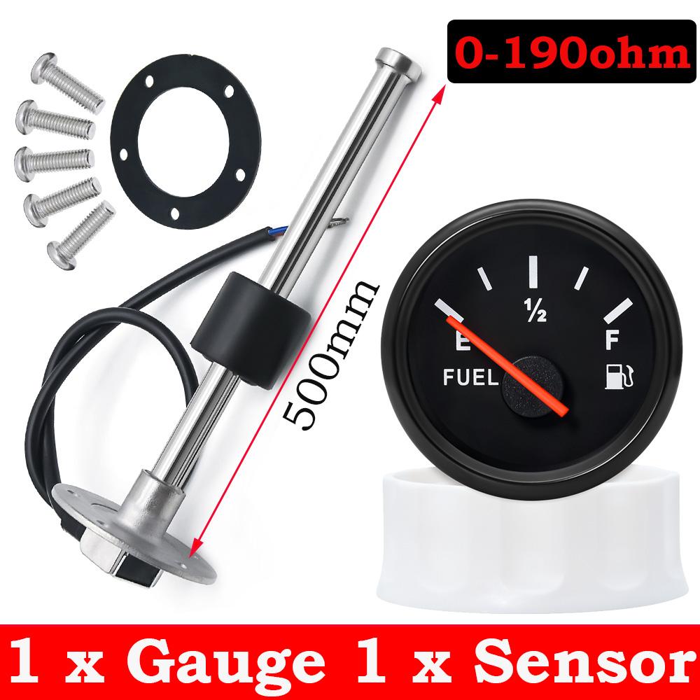 

100-500mm Stainless Steel Marine Fuel Level Gauge Sensor Fit Boat Car Fuel Level Gauge Meter 0-190ohm with Red Backlight 9-32V
