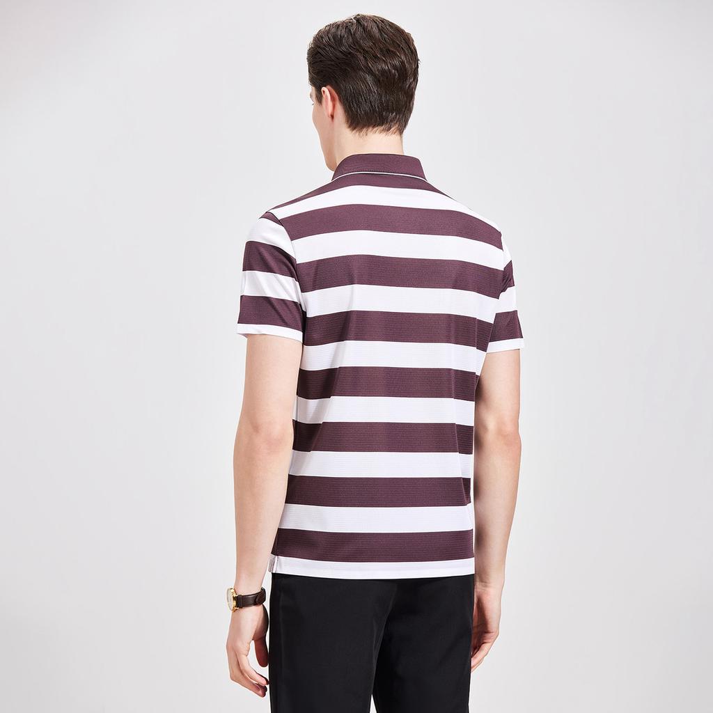 [Tri Vinegar Fiber+Mulberry Silk] Light Luxury Business Short-sleeved POLO Shirt Men's Flip Collar Contrast Striped T-shirt