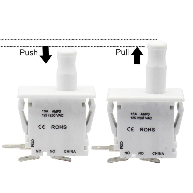 Push Button Pul-Push 3Pin Door Switch Pull Out To Lock Cheat Selflocking Function Door Switch 16A Refrigerator Door Switch