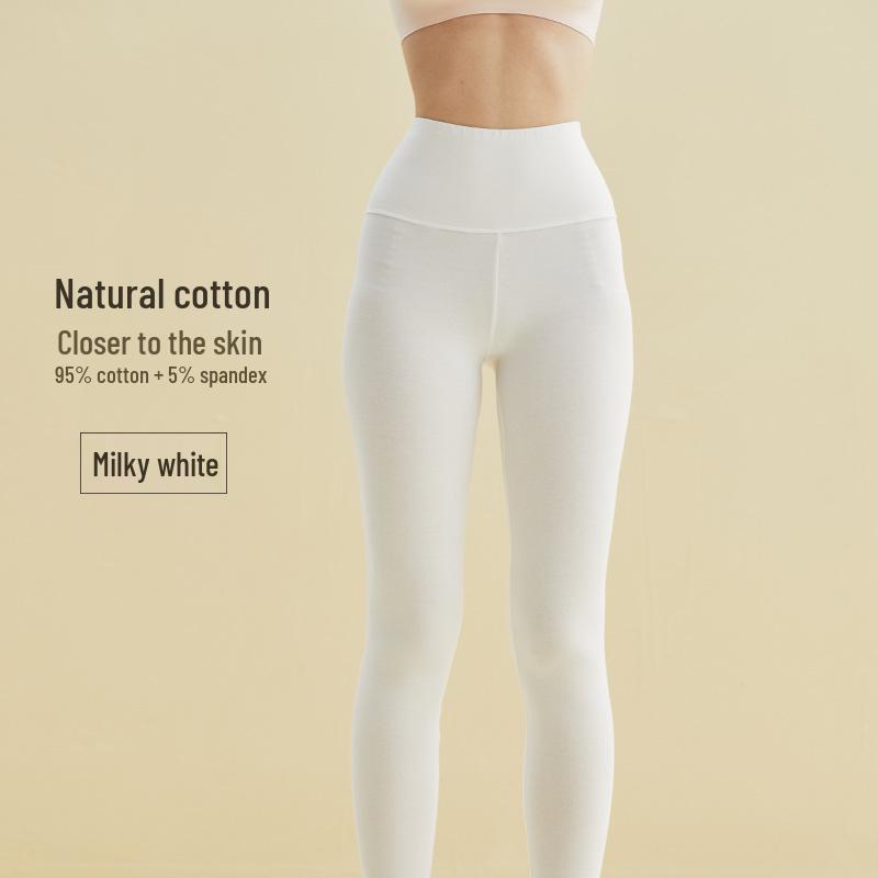 Women's High-Waist Pure Cotton Warm Autumn Trousers - Inner Lined, Large Size, Thin Wool Base.