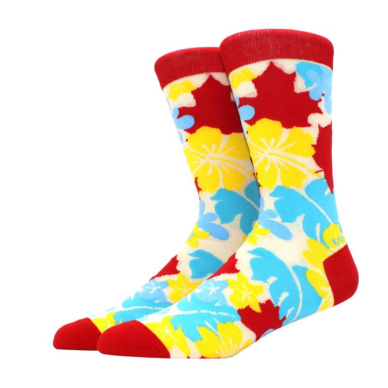 Roliga glada herrstrumpor med grafisk design, kammad bomull, omelett, groda, galen klocka, lax, majs, fågel, fisk, strumpa, julklapp