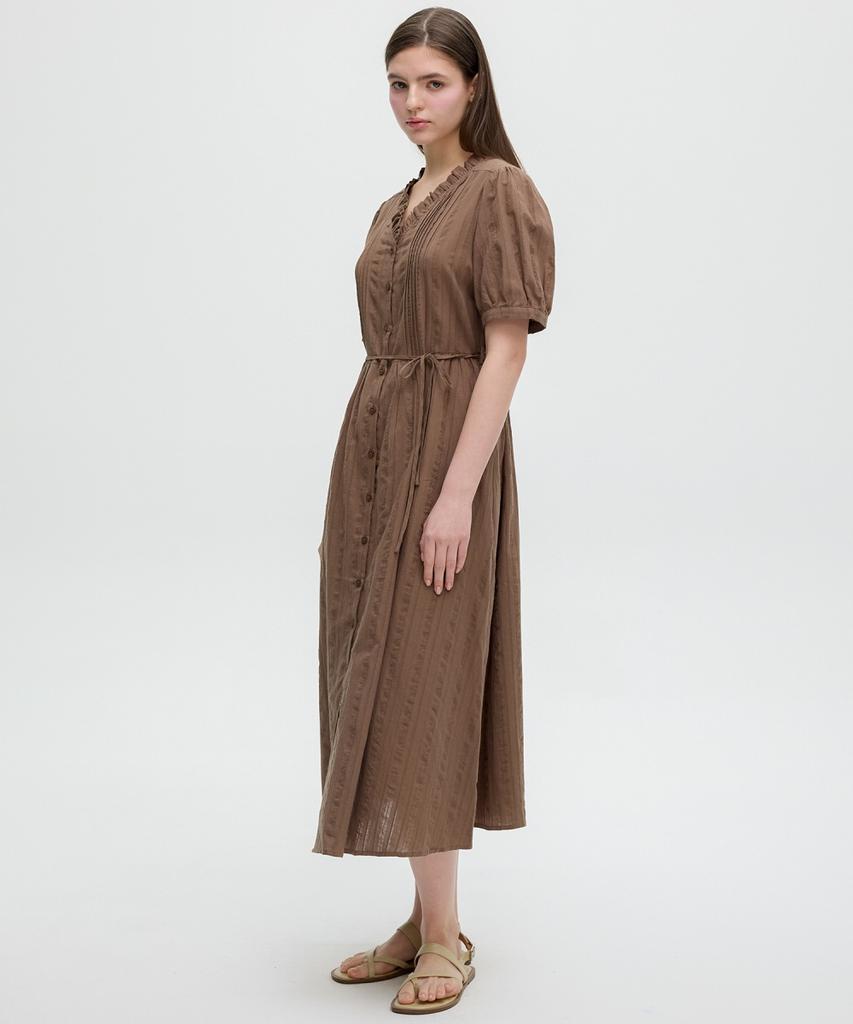 Ollibeudeollibeu Frill Neck Cotton Jacquard Dress Oh6Xo5850