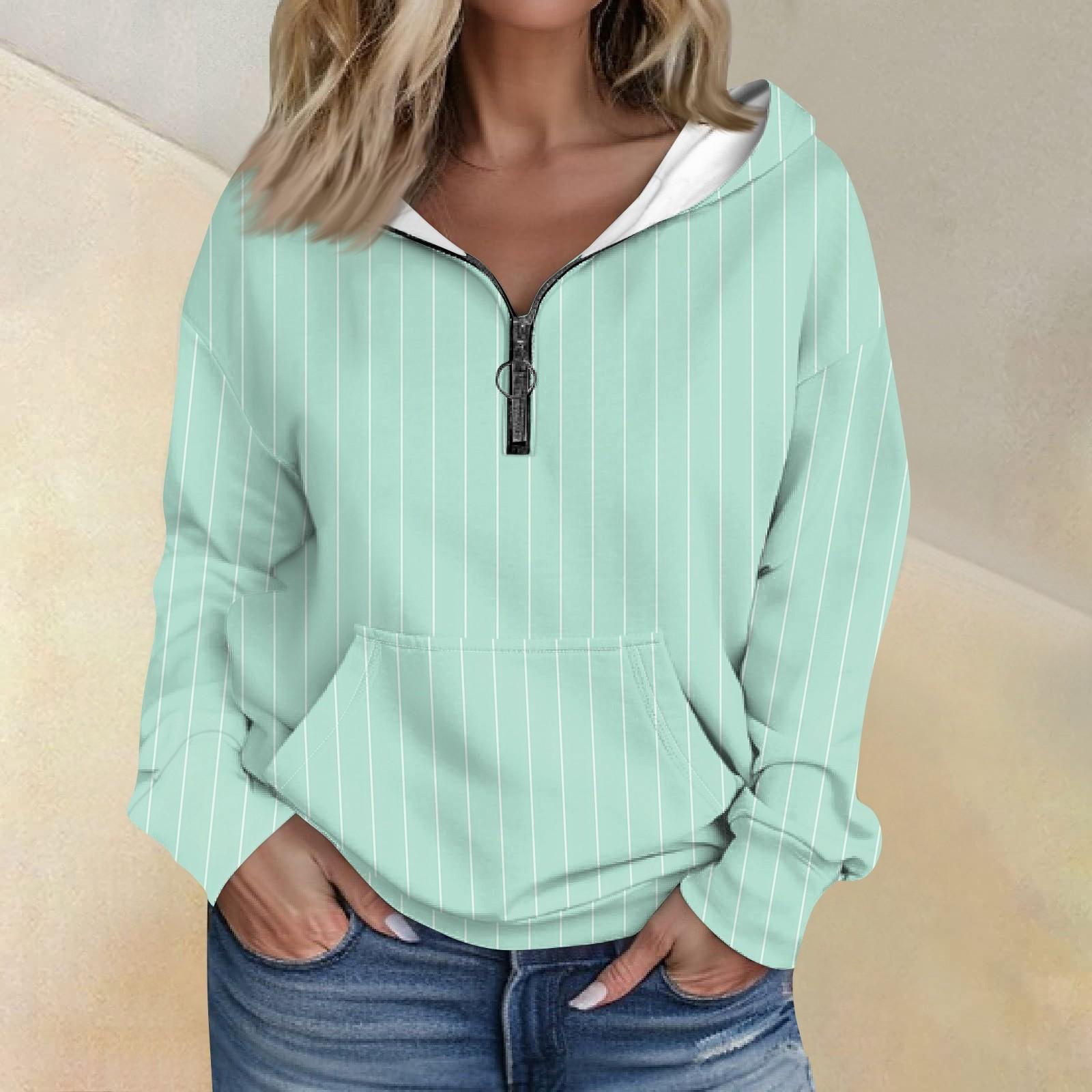 

Женская мода с длинным рукавом и принтом, свободная толстовка с капюшоном на молнии и карманами L