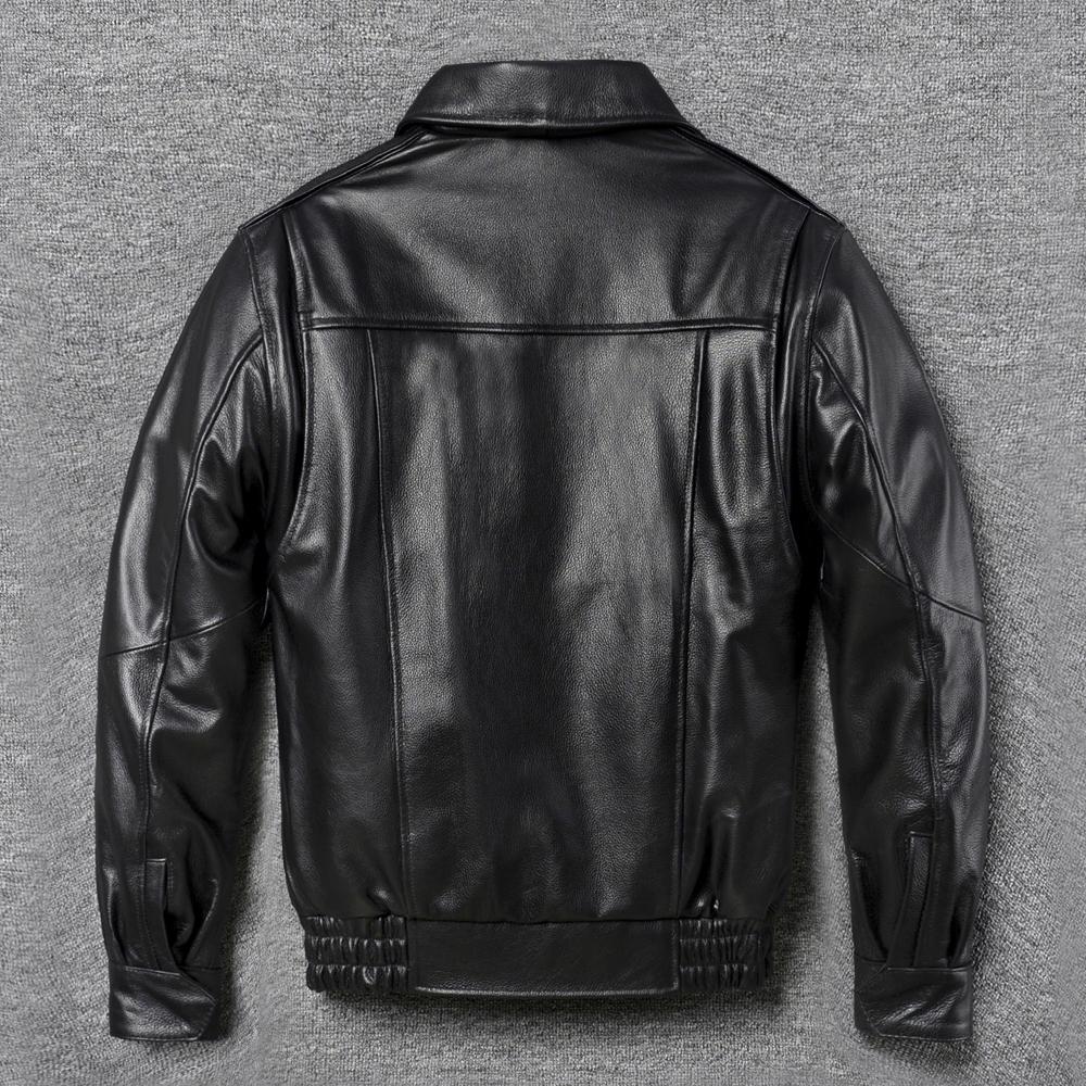 Vintage Red Brown Men Leather Jacket Oversized Style Black Genuine Cow Loose Man Bomber Coat Plus Size