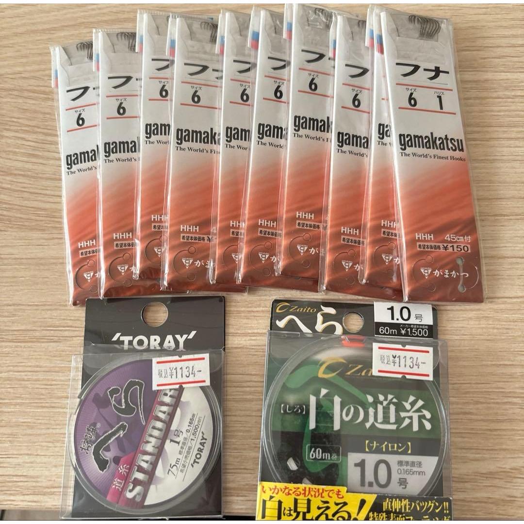 Used Unopened fishing retirement summary Gamakatsu crucian carp needle No. 6 x 10 Michi line 2 points