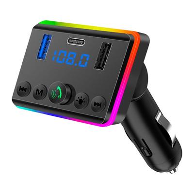 Car Mp3 Ambient Light Bluetooth Player U Disk Music PD Charger Fast Charge Hands-Free Call Receiver FM Transmitter