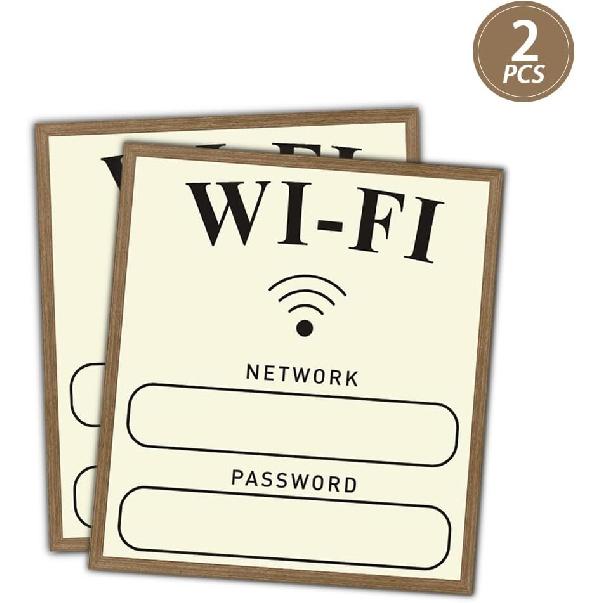 WiFi Sign,2 Pack Magnetic WiFi Password Sign,Airbnb Essentials for Hosts,Guests,Home,Business,Airbnb (4.5 * 5inch,Elegant Design)