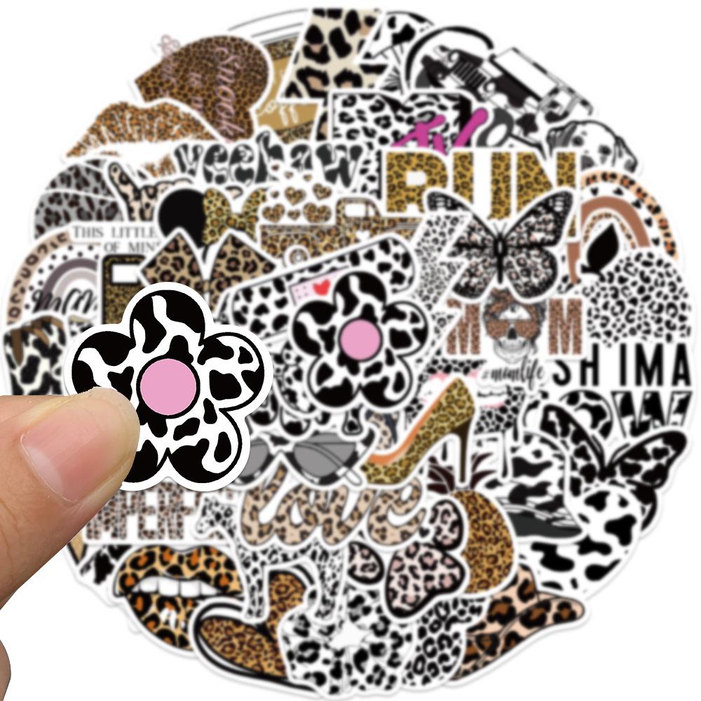 10/50PCS negru alb artă leopard imprimare graffiti autocolante estetice DIY laptop telefon frigider chitară desene animate cool autocolant