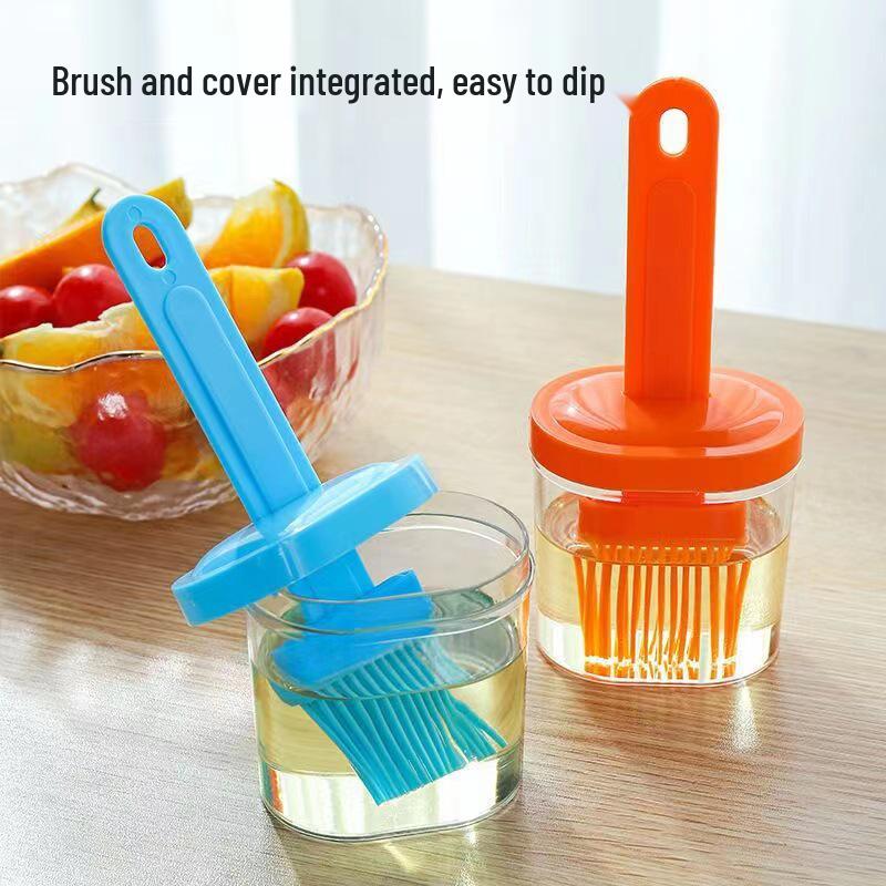 High Temperature Resistant Silicone Oil Bottle Brush with Lid and Base for BBQ, Baking, and Pancakes