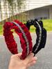 Black Diamond Pleated Gold Velvet Headband, High-End Aristocratic Elegant Rhinestone Headband, Popular Hair Accessories for Women