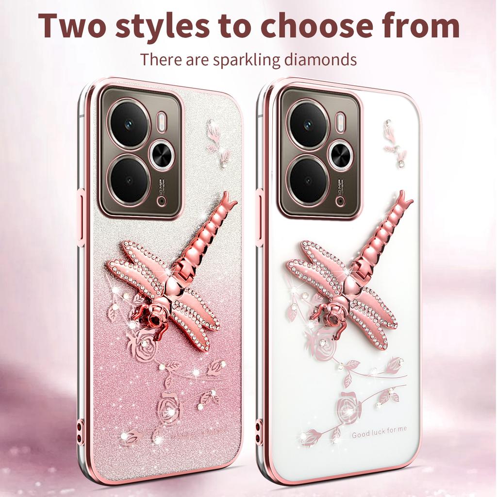 KADEM Für Realme 14 5G/14T 5G Hülle Libelle Ständer TPU Blumen Glitzer Handyhülle