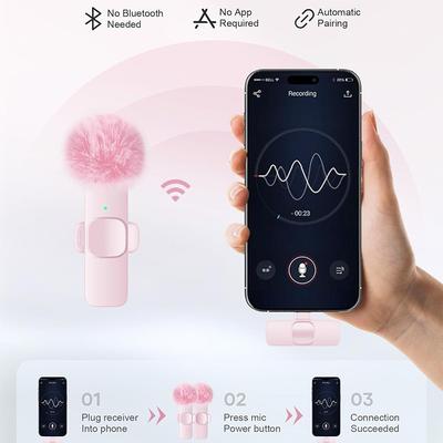 1 Set Portable Audio Video Recording Mini Microphone  Wireless Lavalier Microphone For Phone Android Pc Camera