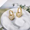 Luxury Romantic Love Heart Hoop Earrings For Women Zincon Crystal Geometric Gold Color Elegant Wedding Bride Earrings Jewelry
