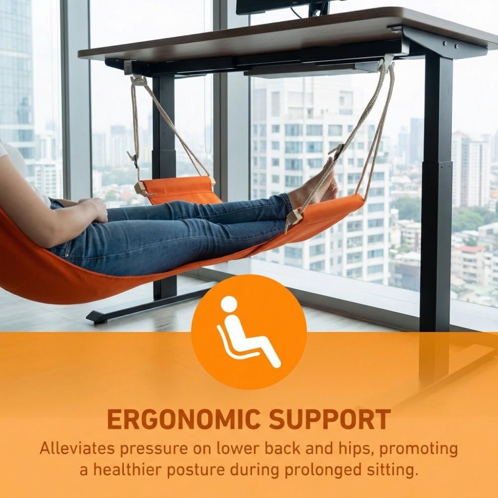 Portable Foot Hammock Adjustable Travel Foot Rest Easy-install Office Foot Support  Office Work