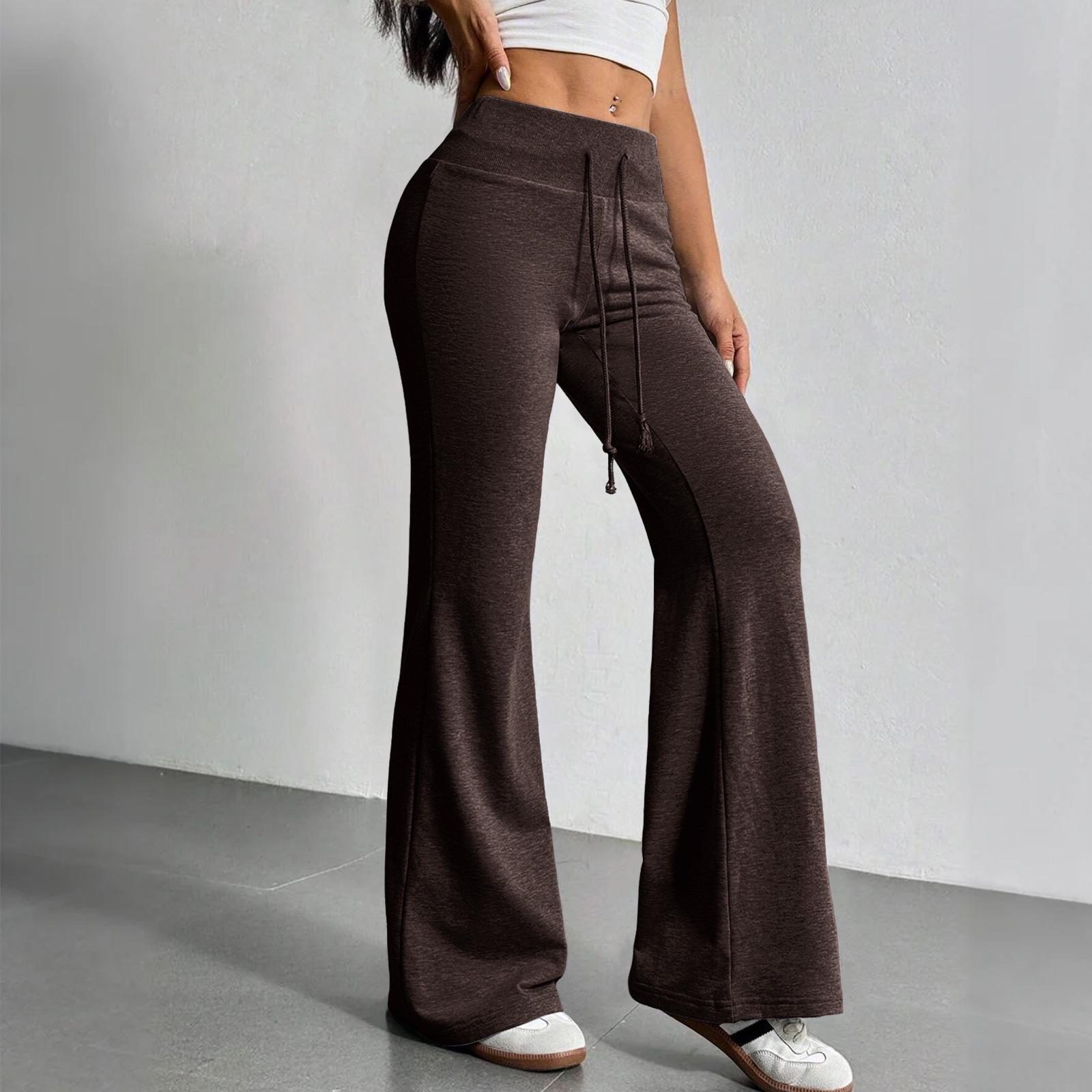 Autumn Women s Fashion: High Waist Drawstring Flare Wide-Leg Casual Pants S