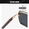 Double Bridge Metal Sunglasses Wood Grain Temple Gradient Lenses Summer Shades Square Frame Men's Driving Sun Glasses Unisex