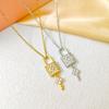 Women's Titanium Steel Key Lock Necklace - Simple, Trendy, Cold Aesthetic Collarbone Chain with Niche Design