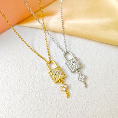Women's Titanium Steel Key Lock Necklace - Simple, Trendy, Cold Aesthetic Collarbone Chain with Niche Design